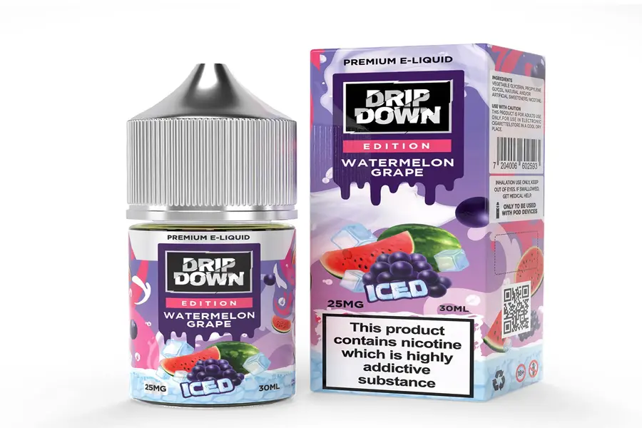 DRIP DOWN EDITION WATERMELON GRAPE ICED NIC SALT 25MG 30ML -- image 1