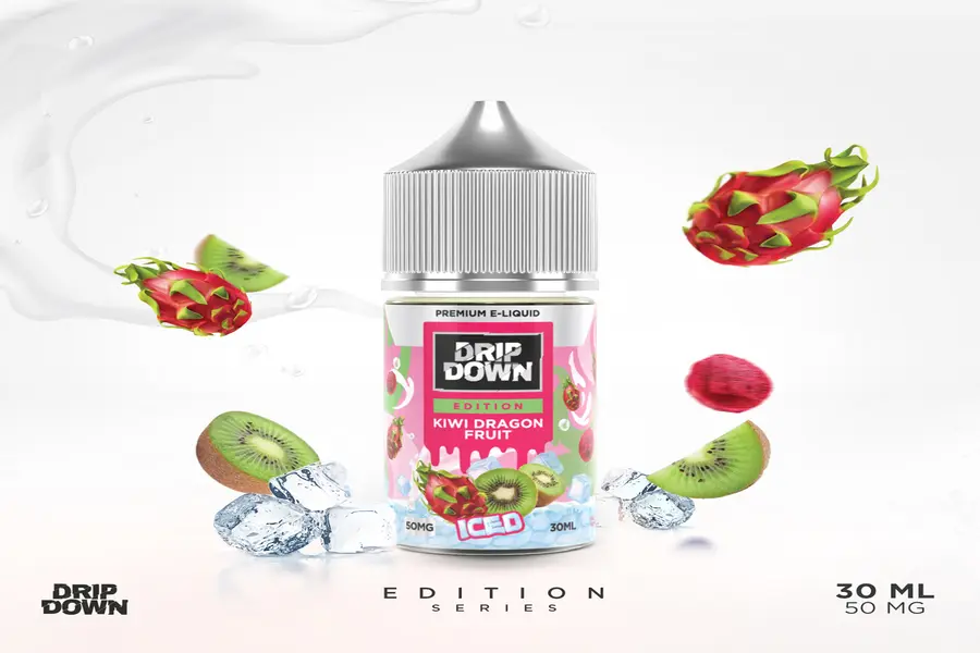 DRIP DOWN EDITION KIWI DRAGON FRUIT  ICED NIC SALT 50MG 30ML -- image 1