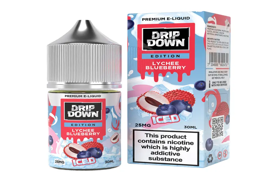 DRIP DOWN EDITION LYCHEE BLUEBERRY ICED NIC SALT 25MG 30ML -- image 1