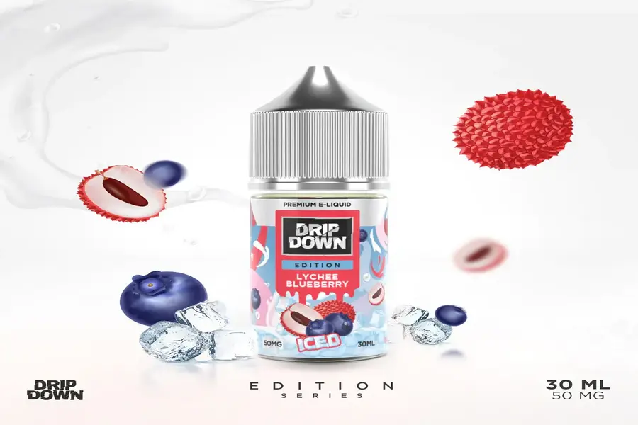 DRIP DOWN EDITION LYCHEE BLUEBERRY ICED NIC SALT 50MG 30ML -- image 1