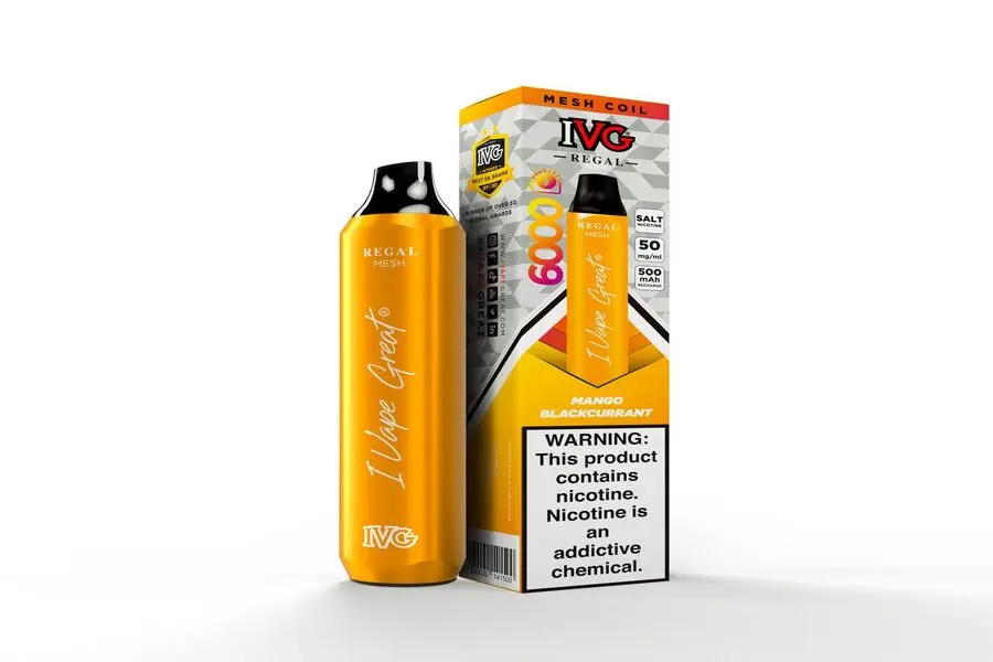 IVG REGAL MANGO BLACKCURRANT DISPOSABLE VAPE 6000 PUFFS 50MG 5% NICOTINE -- image 1